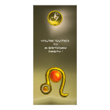LEO TOPAZ MONOGRAM yellow orange red grey agate Personalized Invitation