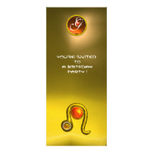 LEO TOPAZ MONOGRAM yellow orange red Invitation