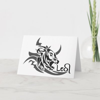 Leo Tribal Lion Tattoo Custom Greeting Card by zazzleproducts1