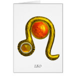 LEO Yellow Topaz & Gold Zodiac Birthday Greeting Card