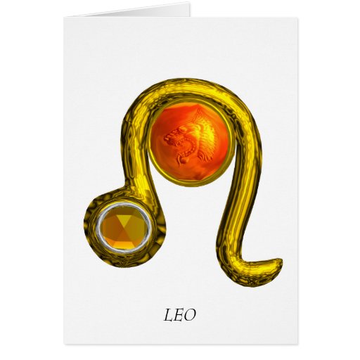 LEO Yellow Topaz & Gold Zodiac Birthday Greeting Card