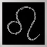 Leo. Zodiac Astrology Sign. Black. Posters