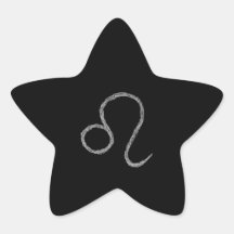 Leo. Zodiac Astrology Sign. Black. Star Stickers