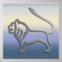Leo Zodiac Star Sign In Light Silver Poster