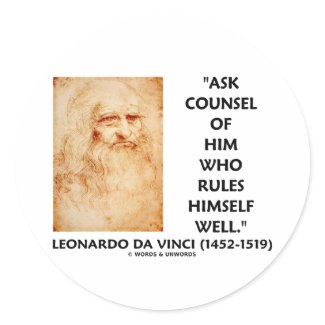 Leonardo da Vinci Ask Counsel Who Rules Himself sticker