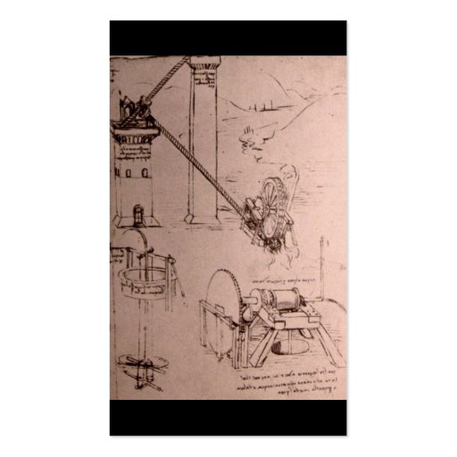 Leonardo da Vinci, drawings of machines Business Card Template (front side)
