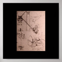 Leonardo da Vinci, drawings of machines Posters