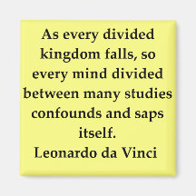 leonardo da vinci quote refrigerator magnet
