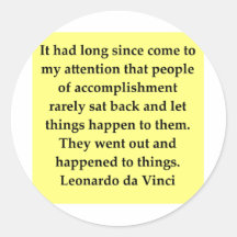 leonardo da vinci quote round sticker