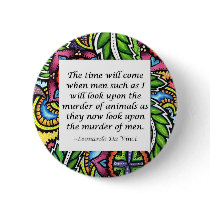 Leonardo Da Vinci vegetarian quote Pinback Button