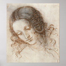 Leonardo Head of Woman Drawing Print