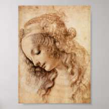 Leonardo Sketch of a Woman's Head Print