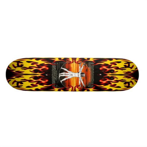 Leonardo Vitruvian Man on Atomic Bomb Skateboard
