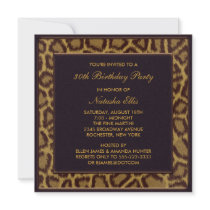 Leopard 30th Birthday Party Invitations