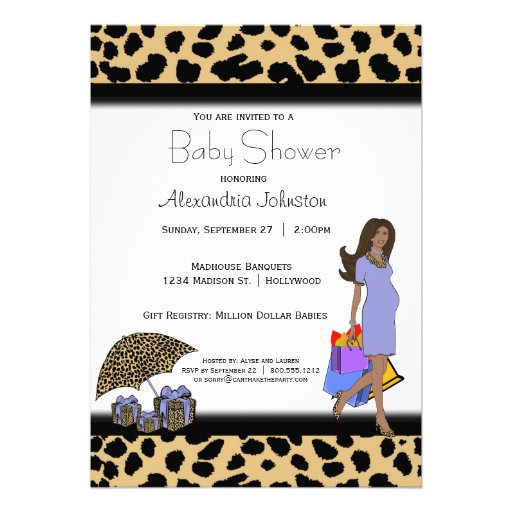 Leopard And Lilac Print African American Mommy Custom Announcement