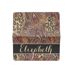 Leopard and Paisley Pattern Print to Personalize Checkbook Cover
