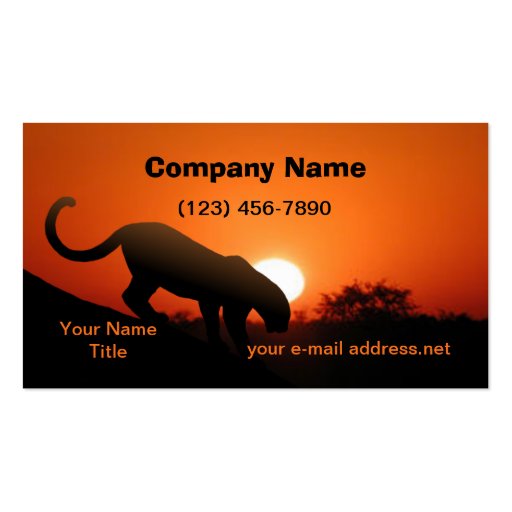Leopard and sunset business card template (front side)