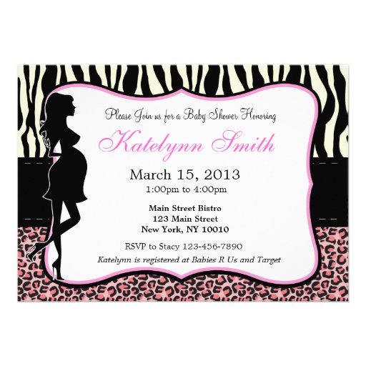 Leopard and Zebra Print  Baby Shower Invitation