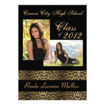 Leopard animal print graduation announcement