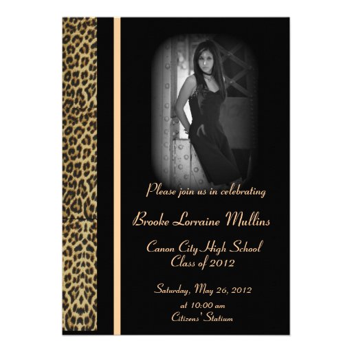 Leopard animal print graduation announcement