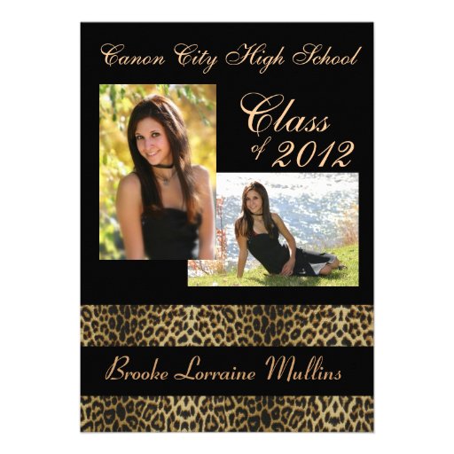Leopard animal print graduation announcement