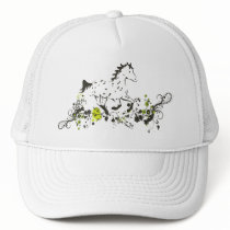 Leopard Appaloosa with Floral Print Trucker Hats