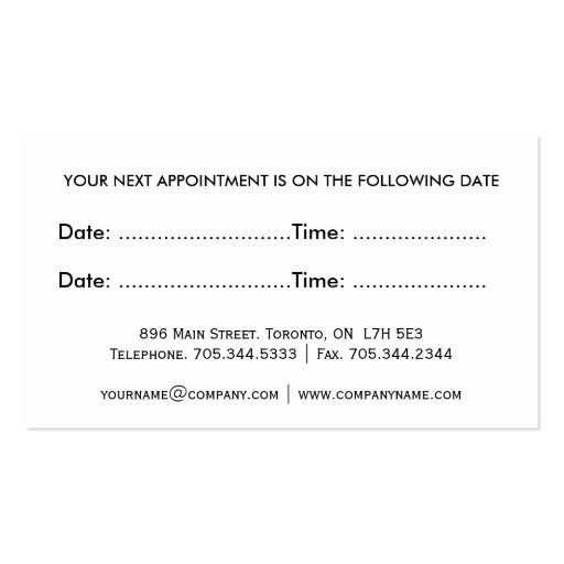 Leopard Appointment Cards Business Cards (back side)