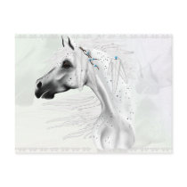 Leopard Appy and White Feathers Postcard