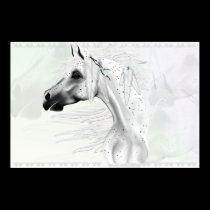 Leopard Appy and White Feathers Print posters