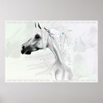 Leopard Appy and White Feathers Print