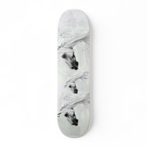 Leopard Appy and White Feathers Skateboard