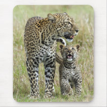Leopard baby and mummy mouse pad