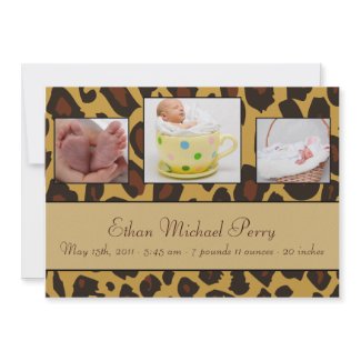 Leopard Baby Birth invitation