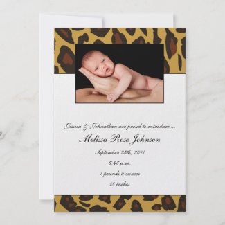 Leopard Baby Birth invitation