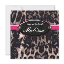 Leopard Bachelorette Party Flower Jewel Pink Invite