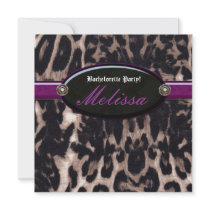 Leopard Bachelorette Party Flower Jewel Purple Invitations