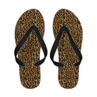 Leopard Beige Black Animal Print Flip-Flops