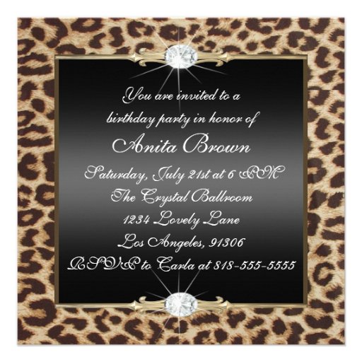 Leopard Birthday Party invitation