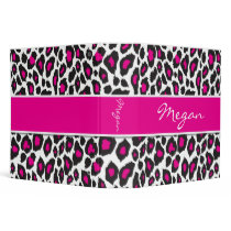 Leopard Black and Hot Pink Binder 2 inch