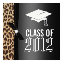 Leopard Black Graduation Party Personalized Invitation