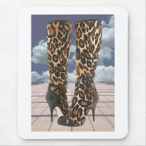 Leopard Boots with Ankle Straps mousepads by ElainePlesser Leopard Boots with Ankle Straps mousepads