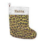 Leopard Brown and Yellow Print Large Christmas Stocking