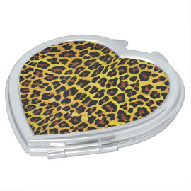 Leopard Brown and Yellow Print Travel Mirrors