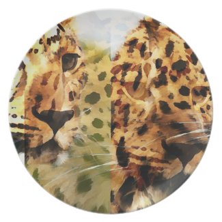 Leopard Cat Abstract Dinner Plate