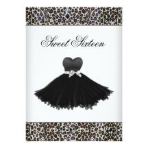 Leopard Chandelier Sweet Sixteen Birthday Party Personalized Announcement
