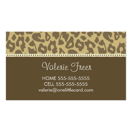 Leopard-Cheetah Print Business Card (front side)