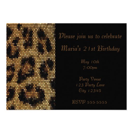 Leopard Cheetah Print Sparkle Party Invitation