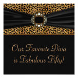 Leopard Diva Womans 50th  Birthday Party Custom Announcement