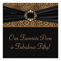 Leopard Diva Womans 50th  Birthday Party Custom Announcement