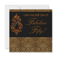 Leopard Diva Womans Fabulous 50 Birthday Party invitation